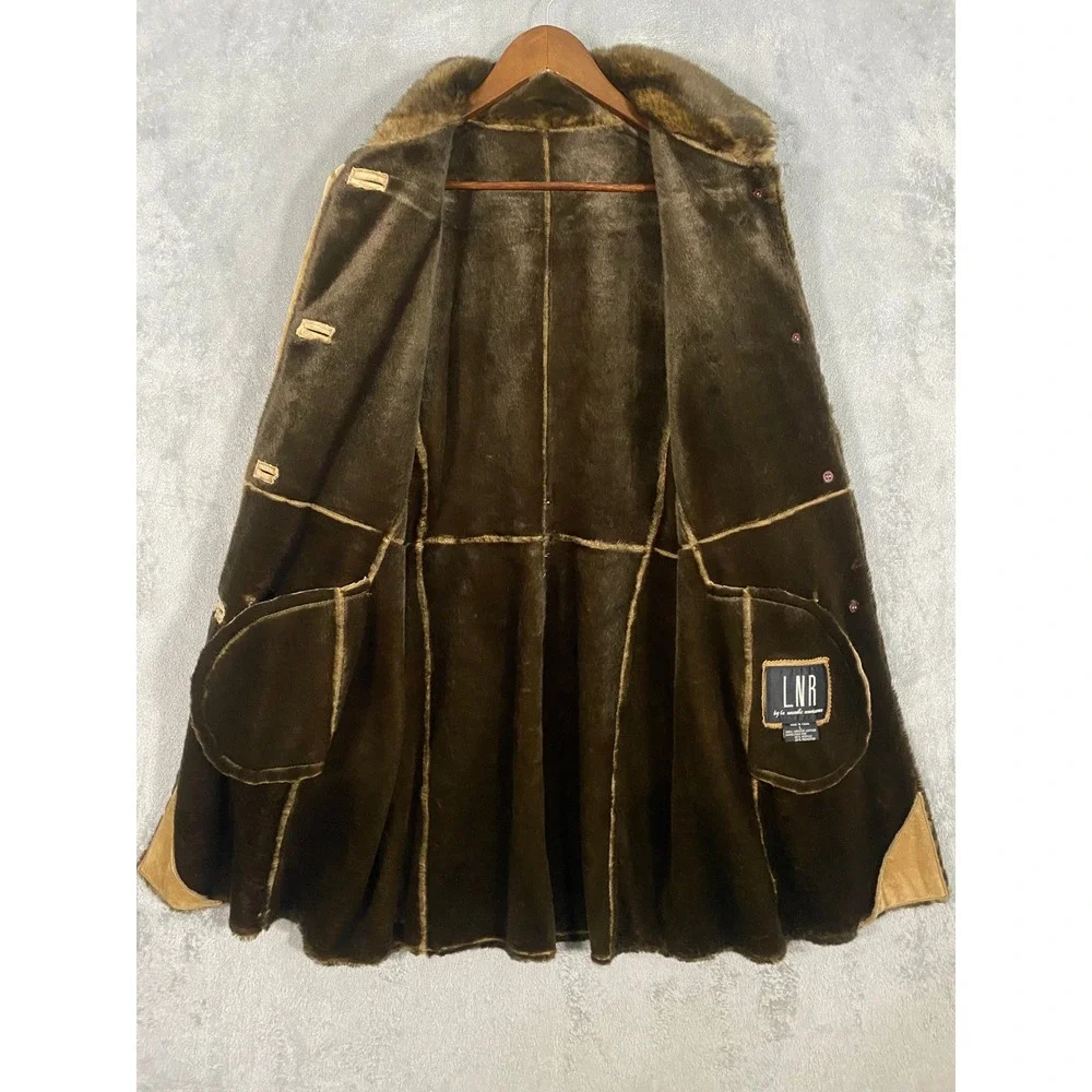 LNR‎ La Nouvelle Renaissance Jacket Sz L Tan Suede Faux Fur Shearling Penny Lane